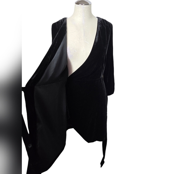 NWT J. Crew Velvet Black Wrap Long Sleebes V Neck Dress 0 - Picture 2 of 11
